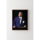 Mustafa Kemal Atatürk - Ahşap Desenli Çerçeve, Ceviz, 32 x 42, 23450000002003