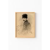Mustafa Kemal Atatürk - Ahşap Desenli Çerçeve, Naturel, 32 x 42, 23450000006688