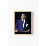 Mustafa Kemal Atatürk - Ahşap Desenli Çerçeve, Naturel, 50 x 70, 23450000002010