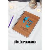 Mustafa Kemal Atatürk Ahşap Plan Defteri - Tarihsiz Ajanda - Günlük Planlayıcı (Ceviz) A5