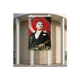 Mustafa Kemal Atatürk Altın Imzalı Poster Bayrak Premium Raşel Kumaş ATA14 2X3M