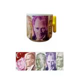 Mustafa Kemal Atatürk Baskılı T Saplı Porselen Hediyelik Kupa Bardak