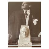 Mustafa Kemal Atatürk Büst Biblo Hediyelik kırık beyaz(ham beyaz beton) 7 x 10