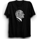 Mustafa Kemal Atatürk Çizgili Imza Tişört - Siyah