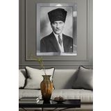 Mustafa Kemal Atatürk Gümüş Tek Parça Pleksi Tablo, 60 x 80, PT-044