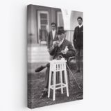 Mustafa Kemal Atatürk Kahvesini İçerken Fotoğrafik Dekoratif Kanvas Tablo, Duvar Dekoru EZ124