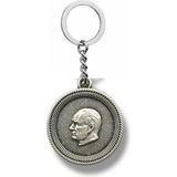 Mustafa Kemal Atatürk Madalyon Figürlü Metal Anahtarlık – Anlam Yüklü Aksesuar - Gümüş
