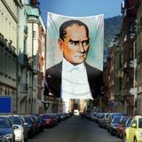 Mustafa Kemal Atatürk Portre- Poster Dış Cephe Bayrağı - 4x6 metre