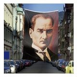 Mustafa Kemal Atatürk Portre Poster Dış Cephe Bayrağı - 6x9 metre