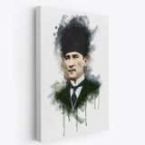 Mustafa Kemal Atatürk Portre Suluboya Görünüm Dekoratif Kanvas Tablo, Duvar Dekoru DA78
