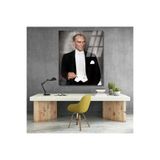 Mustafa Kemal Atatürk Renkli Tablo Cam Tablo Modeli Hd Dijital Baskı Duvar Tablosu