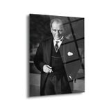 Mustafa Kemal Atatürk Siyah Beyaz Portre Cam Tablo – Ata282
