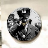 Mustafa Kemal Atatürk Siyah Beyaz Renkli Baskı Sayılı Hediyelik Ahşap Sessiz Duvar Saati 50cm ÇOk Renkli
