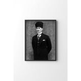 Mustafa Kemal Atatürk - Siyah Çerçeve, Siyah, 32 x 42, 23450000006213
