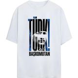 Mustafa Kemal Atatürk Tasarımlı 19 Mayıs Özel Serisi Çocuk & Yetişkin-Unisex Premium Tişört - Beyaz - XL
