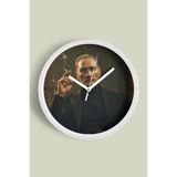 Mustafa Kemal Atatürk Tasarımlı Modern Duvar Saati - 35cm - Önü Camlı Beyaz Kasa - Sessiz Mekanizma, JH0997S35BKP
