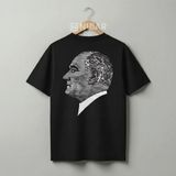 Mustafa Kemal Atatürk Tasarımlı Pamuklu Tişört Milli Bayramlar Özel Serisi Çocuk & Yetişkin-Unisex - Siyah - XL