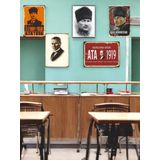 Mustafa Kemal Atatürk Temalı 5 Adet (20cmx29cm) Çerçeve Görünümlü A4 Mdf Tablo İle Ev, Okul, Kafe, İş Yeri Dekorasyonunu