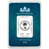 Mustafa Kemal Atatürk Temalı 999 Ayar Gümüş İle Üretilmiş Hediyeye Özel 5 Gr Gümüş Külçe