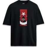 Mustafa Kemal Atatürk Türk Bayrağı Tasarım Baskılı Unisex Tişört - Siyah - XL