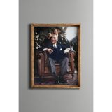 Mustafa Kemal Atatürk - Vintage Desenli Çerçeve, Altın1, 15 x 21, 5820000000892