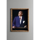 Mustafa Kemal Atatürk - Vintage Desenli Çerçeve, Altın1, 15 x 21, 5820000000901