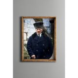 Mustafa Kemal Atatürk - Vintage Desenli Çerçeve, Altın1, 21 x 30, 5820000000911