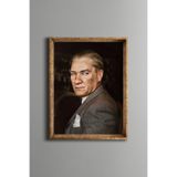 Mustafa Kemal Atatürk - Vintage Desenli Çerçeve, Altın1, 21 x 30, 5820000000938