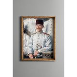 Mustafa Kemal Atatürk - Vintage Desenli Çerçeve, Altın1, 21 x 30, 5820000001046