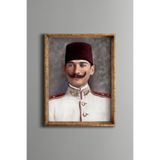 Mustafa Kemal Atatürk - Vintage Desenli Çerçeve, Altın1, 30 x 40, 5820000000948