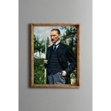 Mustafa Kemal Atatürk - Vintage Desenli Çerçeve, Altın1, 30 x 40, 5820000001065
