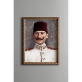 Mustafa Kemal Atatürk - Vintage Desenli Çerçeve, Altın2, 15 x 21, 5820000000949