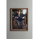 Mustafa Kemal Atatürk - Vintage Desenli Çerçeve, Altın2, 21 x 30, 5820000000896