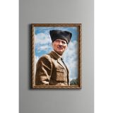 Mustafa Kemal Atatürk - Vintage Desenli Çerçeve, Altın2, 21 x 30, 5820000000923