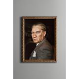 Mustafa Kemal Atatürk - Vintage Desenli Çerçeve, Altın2, 21 x 30, 5820000000941