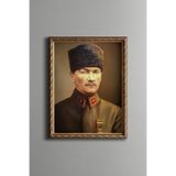 Mustafa Kemal Atatürk - Vintage Desenli Çerçeve, Altın2, 21 x 30, 5820000006269