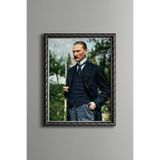 Mustafa Kemal Atatürk - Vintage Desenli Çerçeve, Gümüş, 15 x 21, 5820000001069