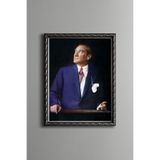 Mustafa Kemal Atatürk - Vintage Desenli Çerçeve, Gümüş, 21 x 30, 5820000000908