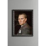 Mustafa Kemal Atatürk - Vintage Desenli Çerçeve, Gümüş, 30 x 40, 5820000000945