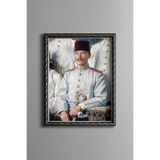 Mustafa Kemal Atatürk - Vintage Desenli Çerçeve, Gümüş, 30 x 40, 5820000001053