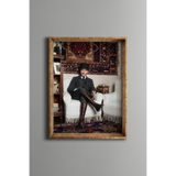 Mustafa Kemal Atatürk - Vintage Desenli Çerçeve - İnce Model, Altın1, 21 x 30