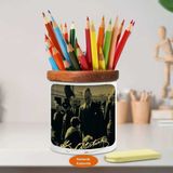Mustafa Kemal Atatürk'ün Çocuk Sevgisi Ahşap Seramik Kalemlik-832 - Renkli