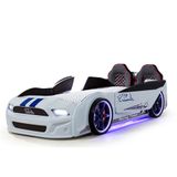 Mustang Arabalı Full Ledli Kumandalı Müzikli Yatak, Beyaz