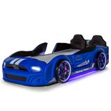 Mustang Arabalı Full Ledli Kumandalı Müzikli Yatak, Mavi
