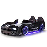 Mustang Arabalı Full Ledli Kumandalı Müzikli Yatak, Siyah