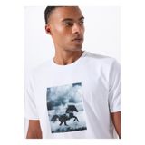 Mustang Bisiklet Yaka Baskılı Beyaz Erkek T-Shirt M5WM-TST1052