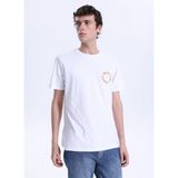 Mustang Bisiklet Yaka Baskılı Ekru Erkek T-Shirt M6SM-TST1589 - 2XL