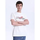 Mustang Bisiklet Yaka Baskılı Ekru Erkek T-Shirt M6SM-TST1605