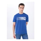 Mustang Bisiklet Yaka Baskılı İndigo Erkek T-Shirt M5SM-TST1287