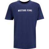 Mustang Bisiklet Yaka Baskılı Indigo Erkek T-Shirt M5WM-TST1585 - İndigo